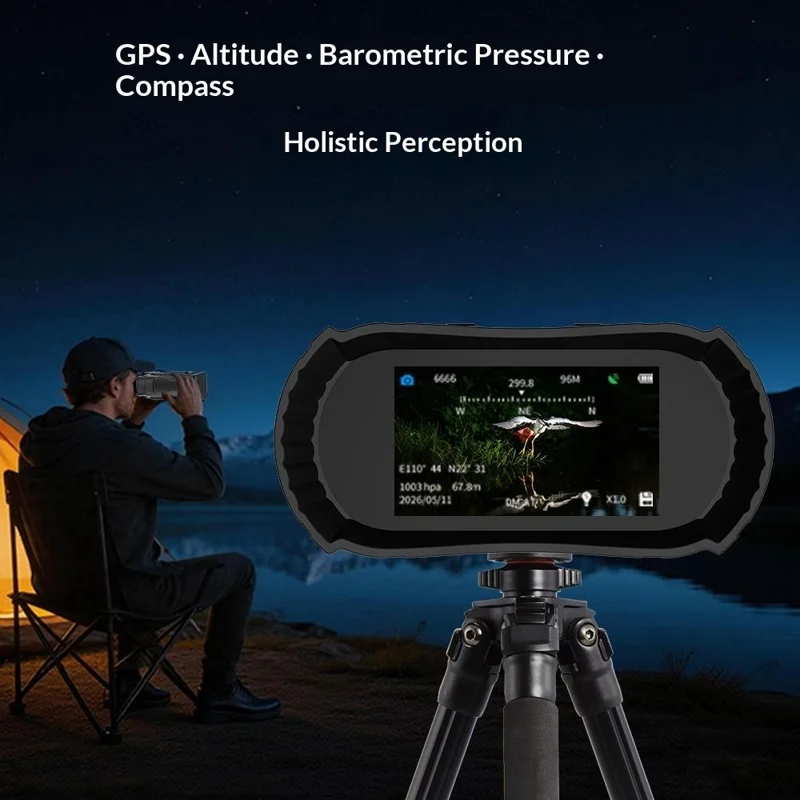 D58 Tactical Night Vision Binoculars 3.5 Inch HD Screen GPS Infrared Rangefinder for Outdoor Recording - Black