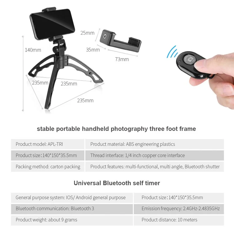 APEXEL APL-JS36XJJ04 Objetivo Telefoto HD 36X para Cámara de Teléfono con Mini Trípode para Smartphone