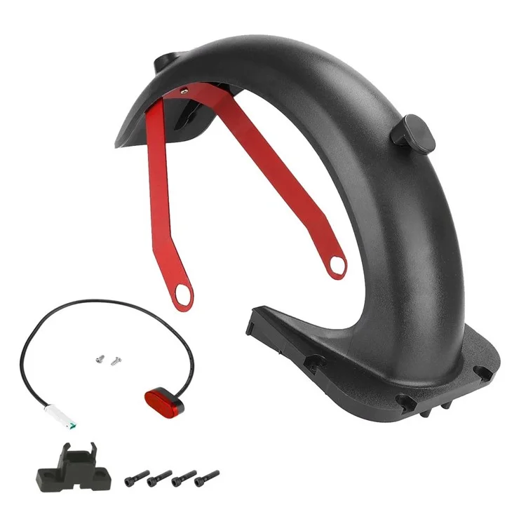 Rear Fender Kit for Ninebot G30 Max Electric Scooter Back Mudguard with Tail Light Replacement Accessory - Red