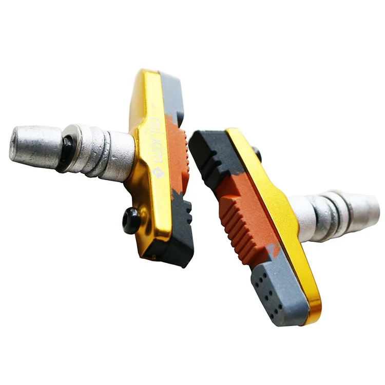 MI.XIM 1 Pair 55mm Bicycle Brake Non-Slip Block Rubber+Aluminum Alloy Road Mountain Bike Brake Pads - Gold
