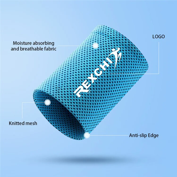 REXCHI HW02 1Pc Summer Cooling Wristband Men Women Sports Wrist Brace Support Sweatband - Azul / P