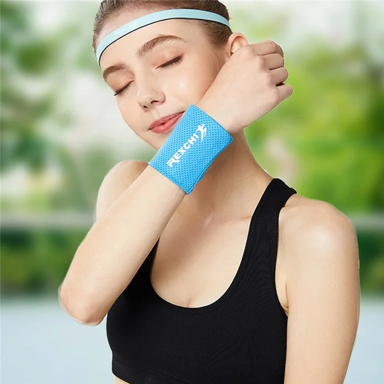 REXCHI HW02 1Pc Summer Cooling Wristband Men Women Sports Wrist Brace Support Sweatband - Azul / P