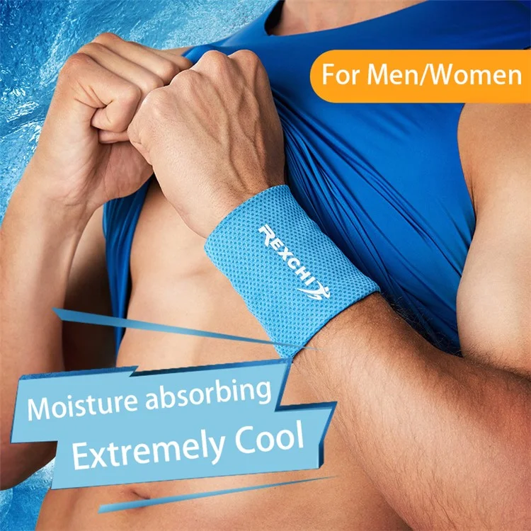 REXCHI HW02 1Pc Summer Cooling Wristband Men Women Sports Wrist Brace Support Sweatband - Green / M