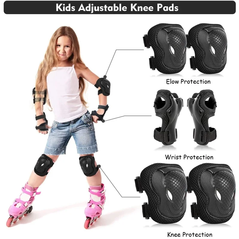 MD-611 6Pcs / Set Children Bicycle Roller Skating Knee Elbow Wrist Pads Skateboard Ski Anti-Fall Guard Protective Gear - Red / S