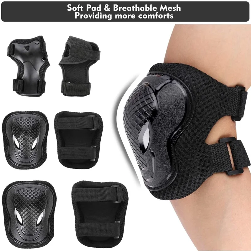 MD-611 6Pcs / Set Children Bicycle Roller Skating Knee Elbow Wrist Pads Skateboard Ski Anti-Fall Guard Protective Gear - Red / S