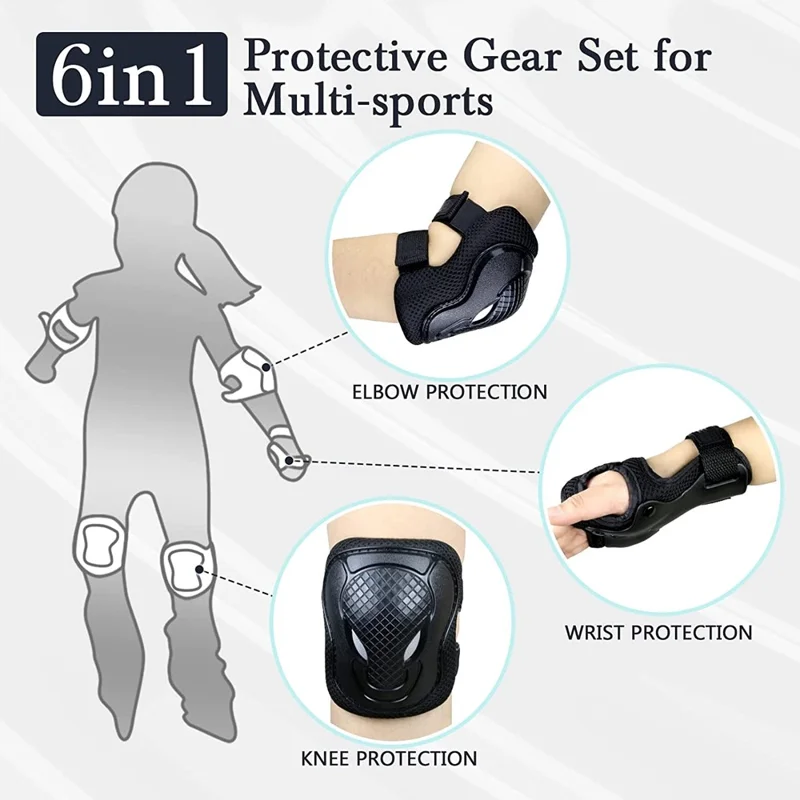 MD-611 6Pcs / Set Children Bicycle Roller Skating Knee Elbow Wrist Pads Skateboard Ski Anti-Fall Guard Protective Gear - Red / S