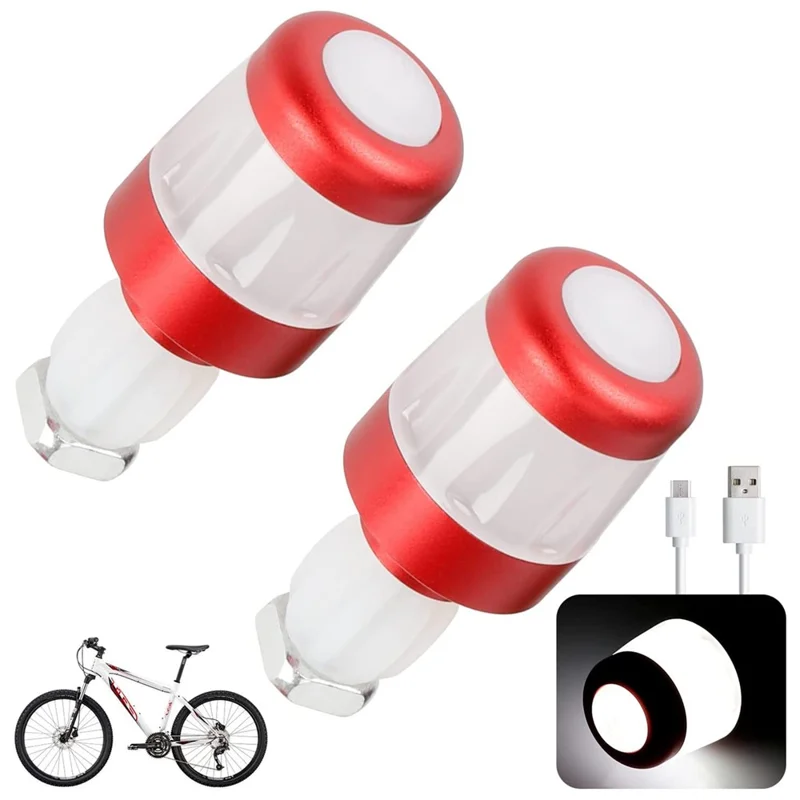 ULIP 2Pcs Bicycle Signal Light Practical Handlebar Light End Plug Bike Grips Bike Indicators for 17.3-21mm Rod Inner Diameter - Red / White