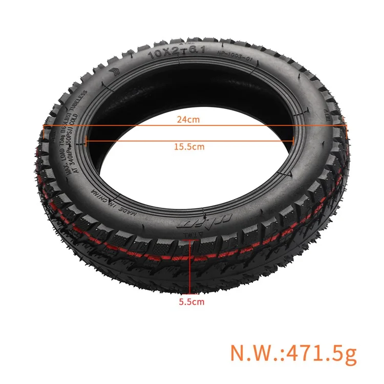ULIP Pour Xiaomi M365 / Pro / Pro2 / 1S / Xiaomi 3 / Lite Scooter Électrique Pneu en Caoutchouc 10x2-6.1" Pneus à Vide avec Valve