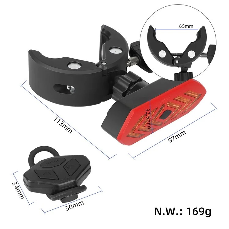 ULIP Scooter Eléctrico Clip-on Luz de Giro Trasera con Control Remoto Parte Ciclista