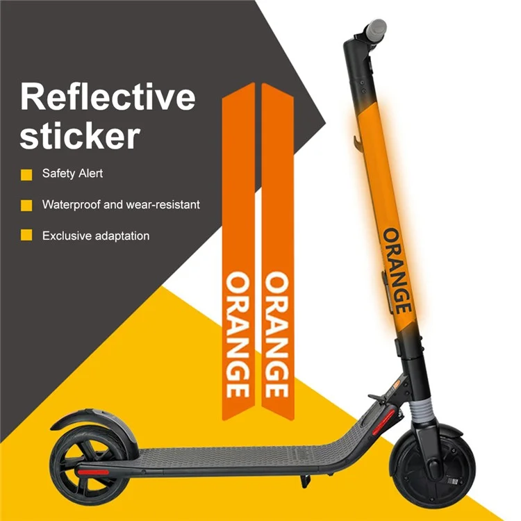 2Pcs / Set For Ninebot E22 / ES1 / ES2 / ES4 Reflective PVC Sticker Electric Scooter Night Riding Warning Decal, Letter Pattern - Orange