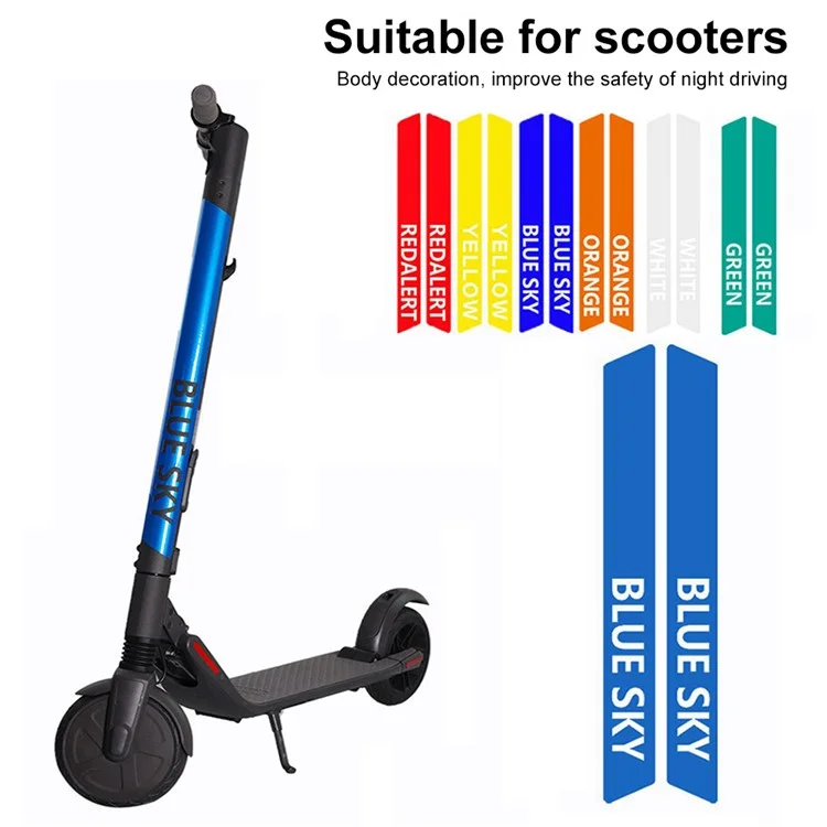 2Pcs / Set For Ninebot E22 / ES1 / ES2 / ES4 Reflective PVC Sticker Electric Scooter Night Riding Warning Decal, Letter Pattern - Orange