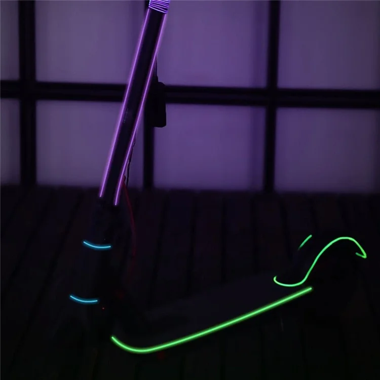 Scooter Elétrico Modificado de 131cm Aviso de Segurança Luz Ambiente Dobrável E-Bike Alimentado por Bateria Luzes Flexíveis de Corda - Roxo