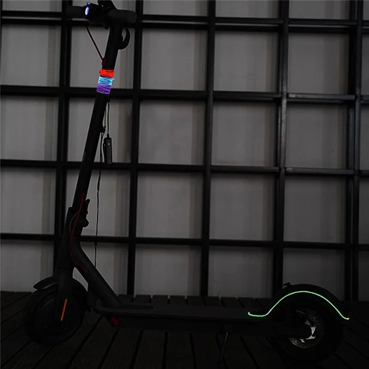 Scooter Elétrico Modificado de 131cm Aviso de Segurança Luz Ambiente Dobrável E-Bike Alimentado por Bateria Luzes Flexíveis de Corda - Roxo