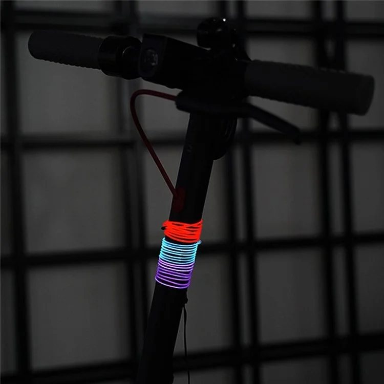 Scooter Elétrico Modificado de 131cm Aviso de Segurança Luz Ambiente Dobrável E-Bike Alimentado por Bateria Luzes Flexíveis de Corda - Roxo