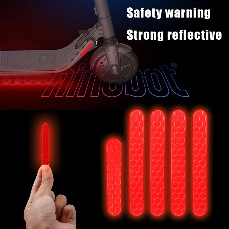 1 Setzen Sie PVC -klebstoffstreifen Für Ninebot ES1 / ES2 / ES3 / ES4 Electric Scooter Night Safety Reflective Sticker - Rot