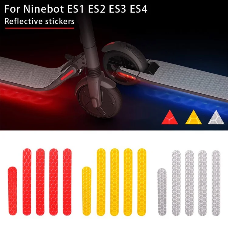 1 набор клеящихся полос из ПВХ для Ninebot ES1 / ES2 / ES3 / ES4 Electric Scooter, светоотражающая ночная наклейка - красная