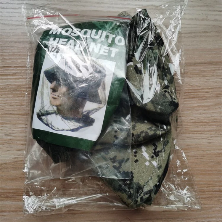 AOTU Camouflage Bucket Hat Cap with Anti-mosquito Head Net Face Mesh for Outdoor Camping Fishing - Army Green