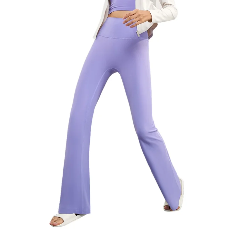CX1597 Bootcut Yoga Pants NULS FREE High Waist Flared Leggings Workout Bootleg Trousers - Dark Purple / 6(M)