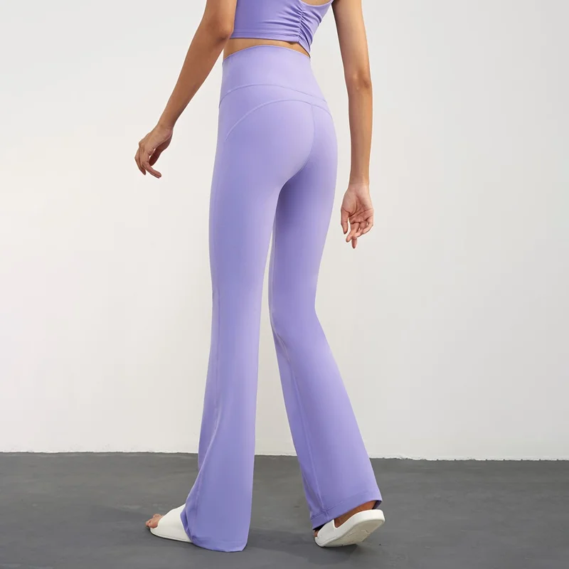 CX1597 Bootcut Yoga Pants NULS FREE High Waist Flared Leggings Workout Bootleg Trousers - Dark Purple / 6(M)