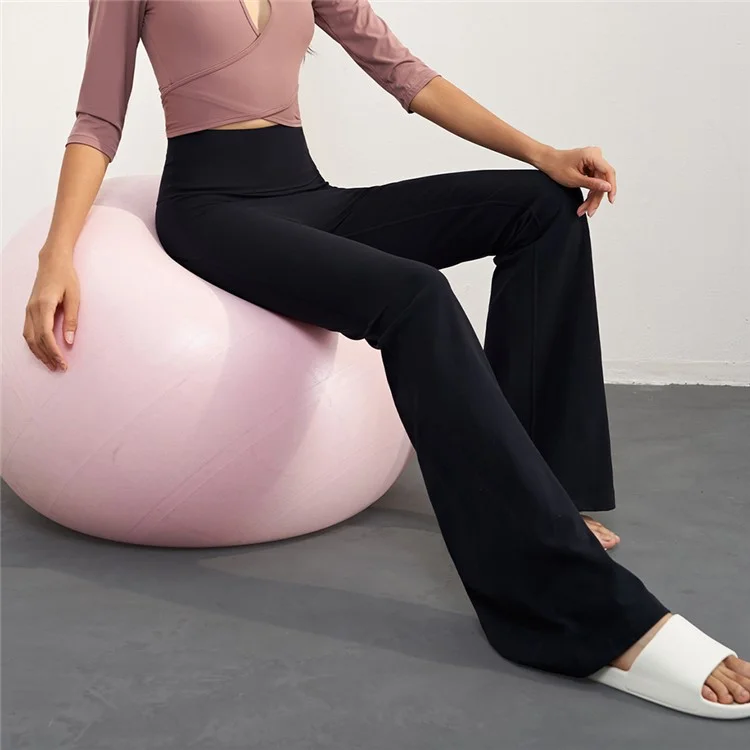 CX1597 Bootcut Yoga Pants NULS FREE High Waist Flared Leggings Workout Bootleg Trousers - Black / 10(XL)