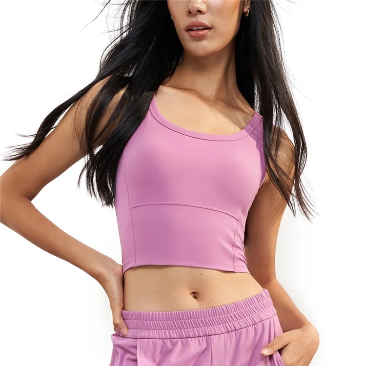 WX1578 Women Padded Sports Bra Nuls Yoga Crop Tops Vest - Pink / 10(XL)