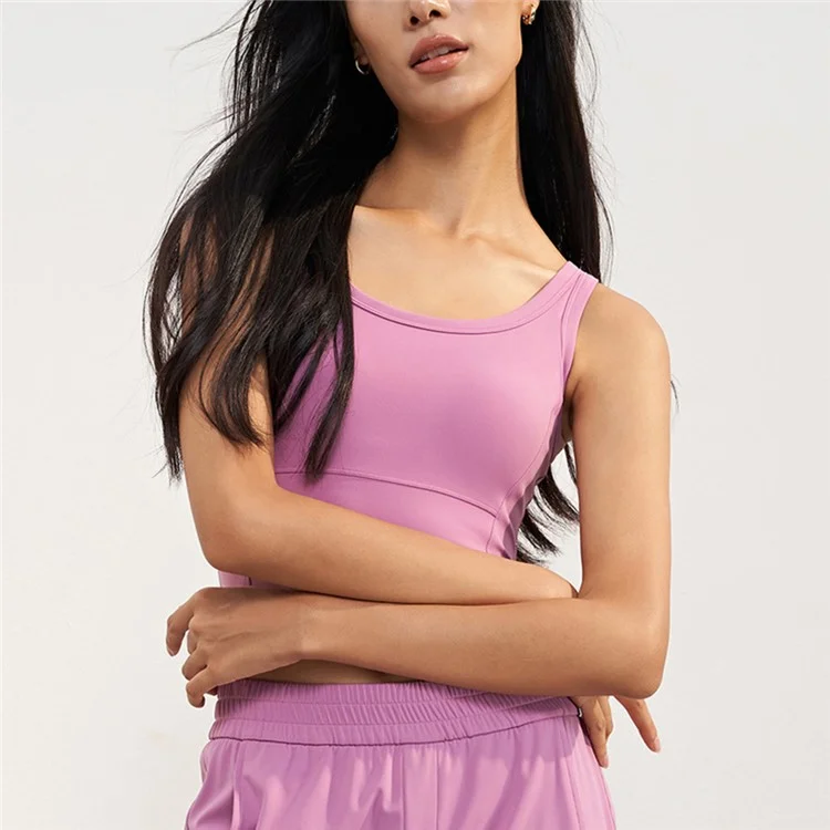 WX1578 Women Padded Sports Bra Nuls Yoga Crop Tops Vest - Pink / 10(XL)