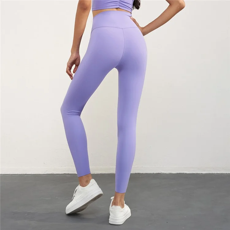 CK1507 High Waisted Gym Leggings Nuls Free Thickening Running Workout Yoga Jogging Pants - Dark Purple