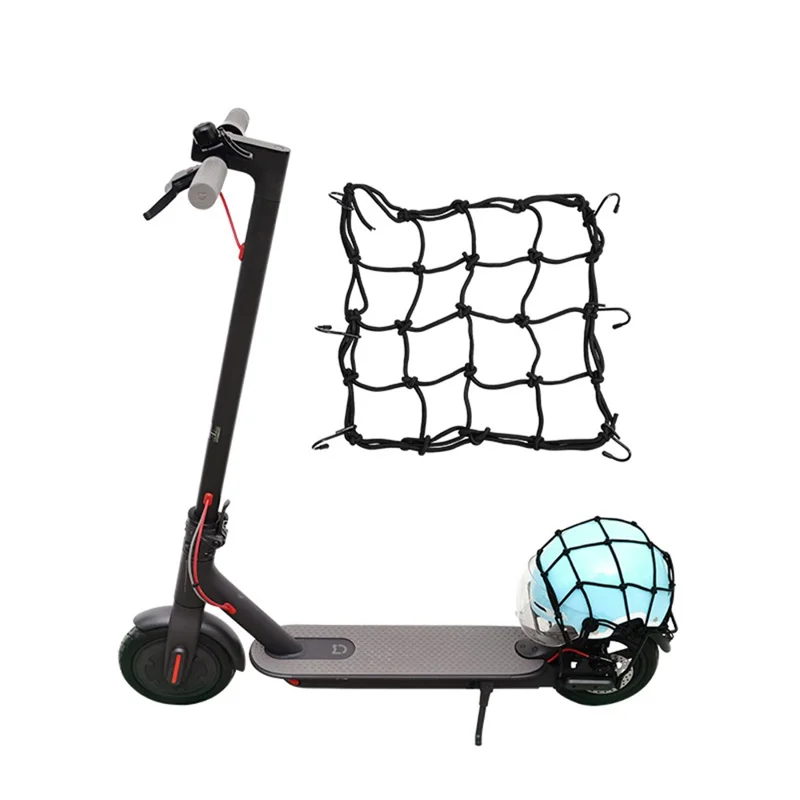 Universal Electric Scooter Helmet Fixing Net Latex Scooter Tail Helmet Mesh Pocket - Black