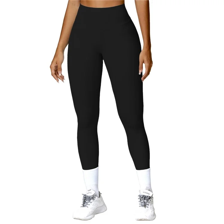 8518 Stretchy Fitness Pants High Waist Yoga Tummy Control Leggings, Size: M - Black