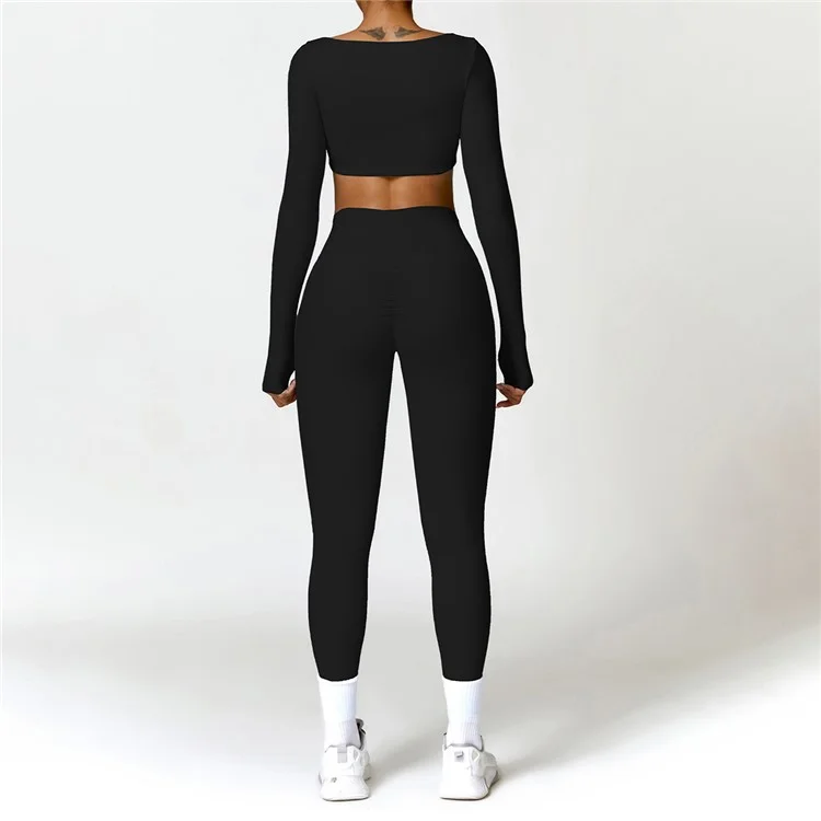 8518 Stretchy Fitness Pants High Waist Yoga Tummy Control Leggings, Size: M - Black