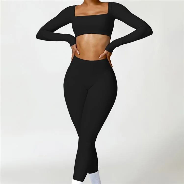 8518 Stretchy Fitness Pants High Waist Yoga Tummy Control Leggings, Size: M - Black