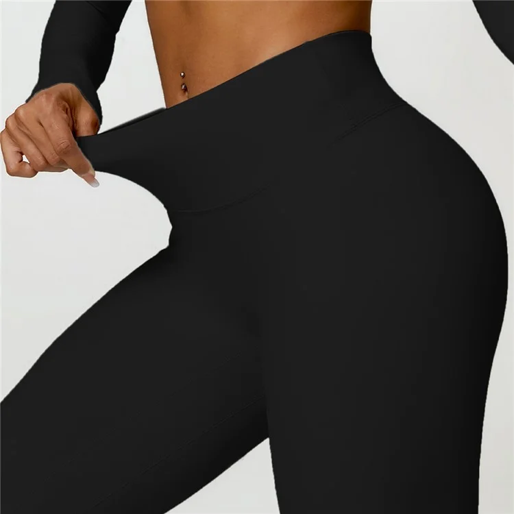8518 Stretchy Fitness Pants High Waist Yoga Tummy Control Leggings, Size: M - Black