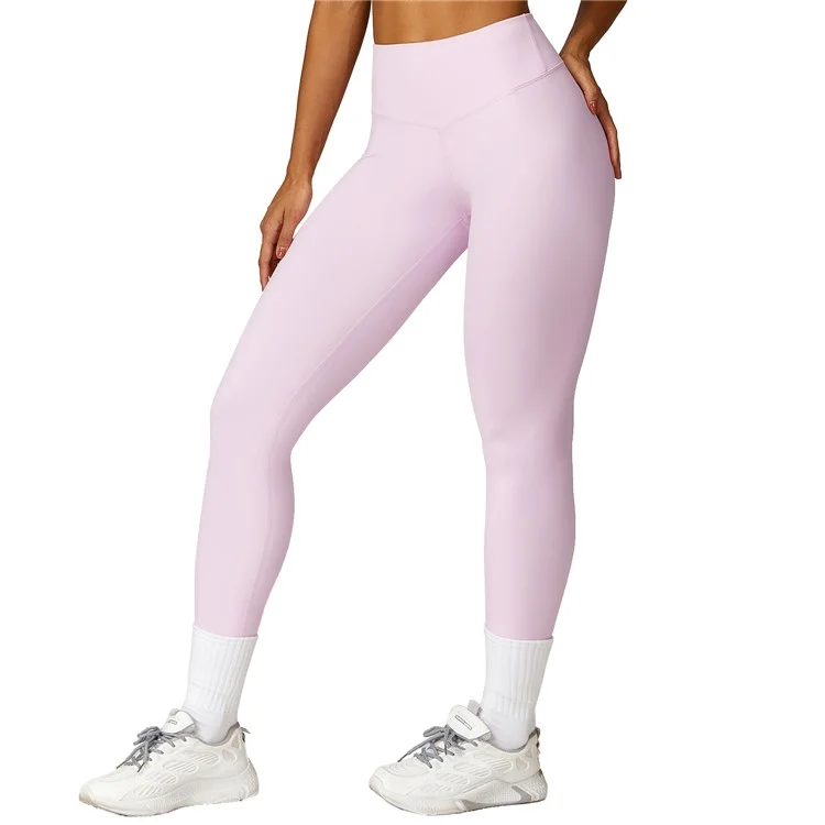 8455 High Waist Quick-drying Yoga Pants Slimming Fitness Running Sports Leggings - Pink L