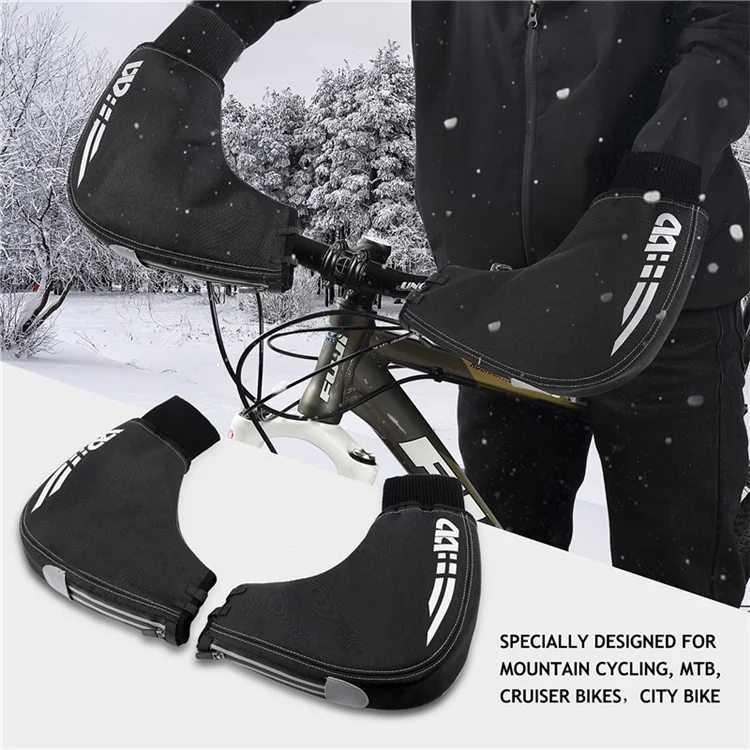 WEST BIKING Sports Cycling Bike Handschuhe Winddicht verstärkt Bike Motor Bar Abdeckungen Winter Thermische Abdeckung Bike Hand Wärmer - Schwarz