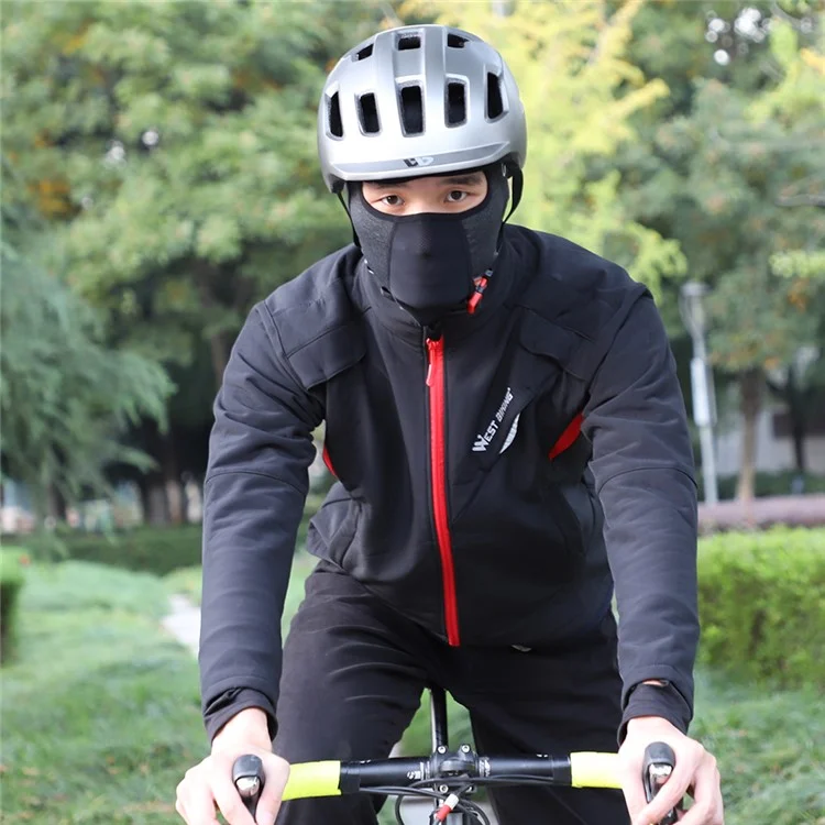 WEST BIKING Winter Thermal Cycling Headgear Windproof Mask Scarf with Reflective Glasses Hole - Black