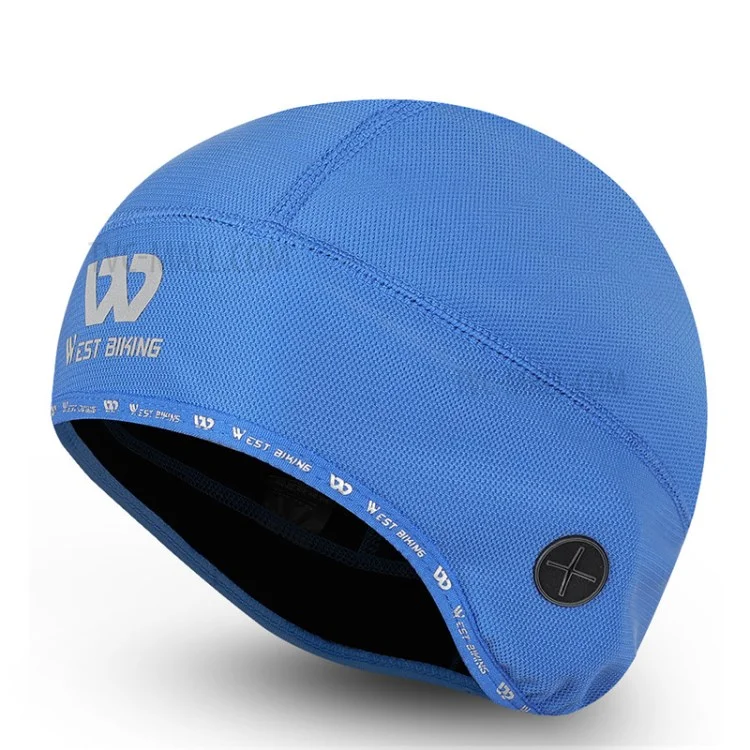 WEST BIKING Reflective Logo Windproof Thermal Cycling Hat Helmet Liner Cap with Earphones Hole - Blue
