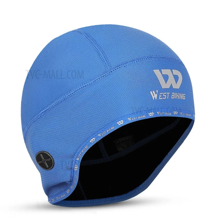 WEST BIKING Reflective Logo Windproof Thermal Cycling Hat Helmet Liner Cap with Earphones Hole - Blue