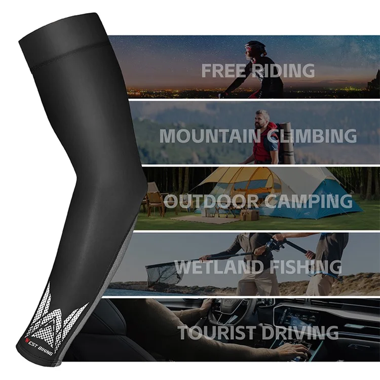 WEST BIKING YP0212125 1 Paio di Maniche di Raffreddamento in Seta Artificiale Estive Unisex Protezione Solare UV - Nero
