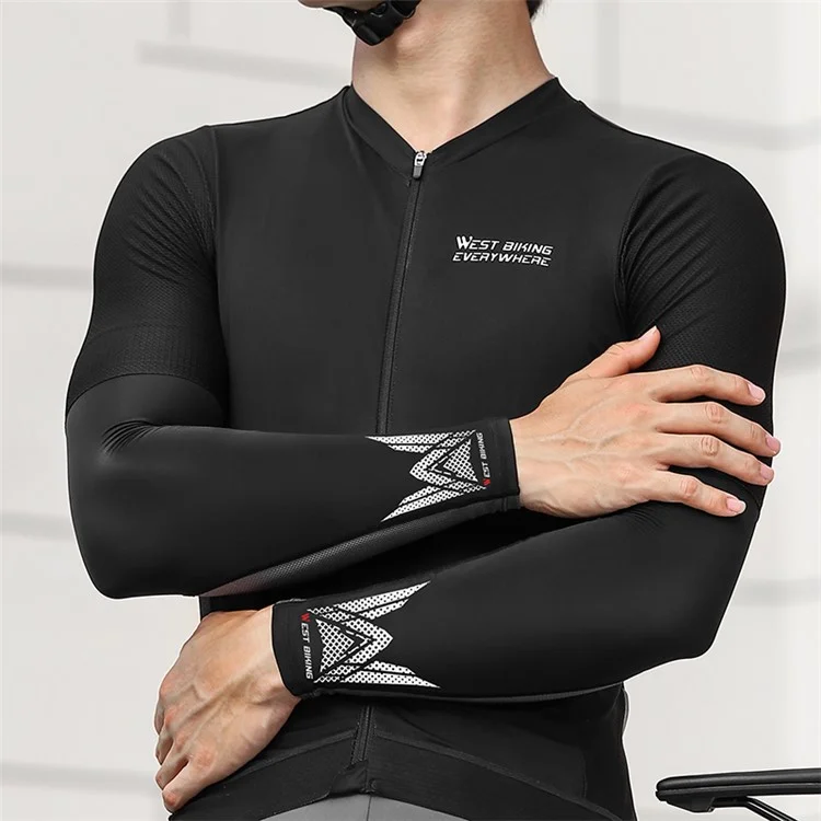 WEST BIKING YP0212125 1 Paio di Maniche di Raffreddamento in Seta Artificiale Estive Unisex Protezione Solare UV - Nero