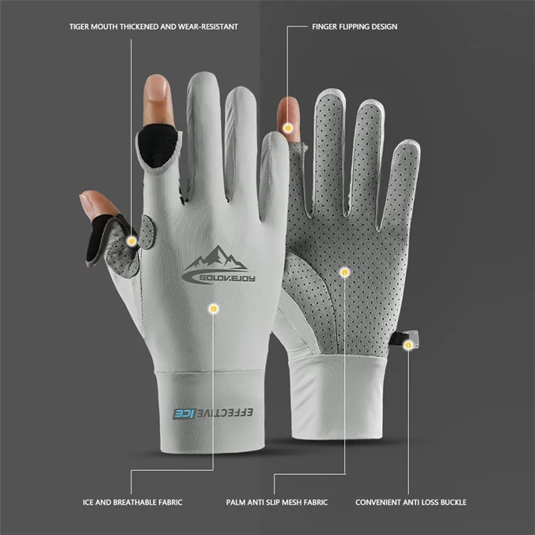 GOLOVEJOY XG59 1 Pair Fishing Gloves Touch Screen Function Elastic Gloves Hand Cover - Grey / L