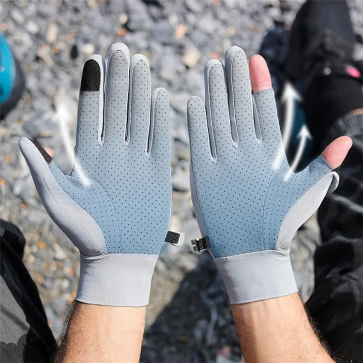 GOLOVEJOY XG59 1 Pair Fishing Gloves Touch Screen Function Elastic Gloves Hand Cover - Grey / L