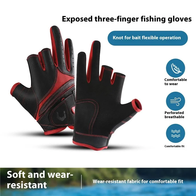 VILICO A0126 1 Pair Winter Anti-Slip Fishing Gloves Touch Screen Hand Gloves - Red / S / M