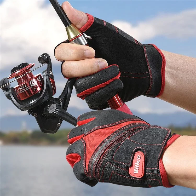 VILICO A0126 1 Pair Winter Anti-Slip Fishing Gloves Touch Screen Hand Gloves - Red / S / M