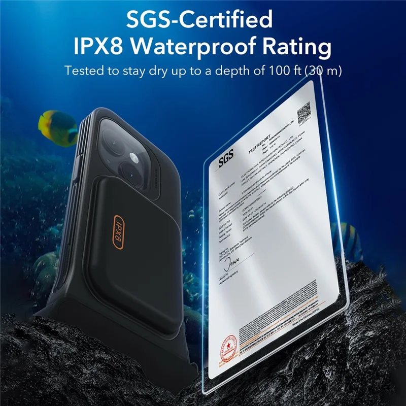 Custodia impermeabile IPX8 ESR per iPhone 15 / 14 / 13 Sacchetto galleggiante per telefono da immersione con cordino