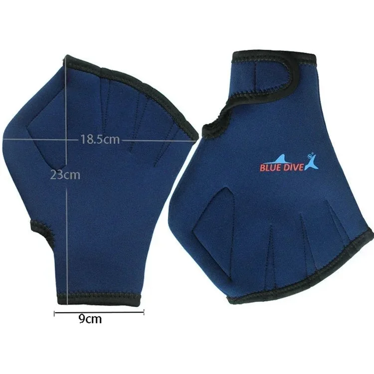 BLUE DIVE ST-08 1 Paar Neopren-Aqua-Handschuhe Webbed-Schwimmhandschuhe Wassertrainingspaddles - Schwarz