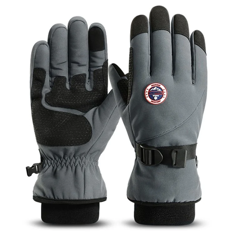 GOLOVEJOY DB69 Men Windproof Thermal Motorcycle Gloves Touch Screen Winter Riding Mittens - Grey / M