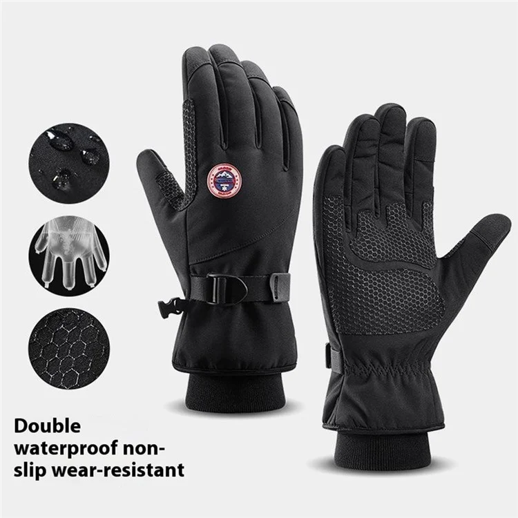 GOLOVEJOY DB69 Men Windproof Thermal Motorcycle Gloves Touch Screen Winter Riding Mittens - Grey / M