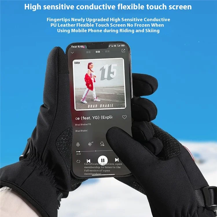 GOLOVEJOY DB69 Men Windproof Thermal Motorcycle Gloves Touch Screen Winter Riding Mittens - Grey / M
