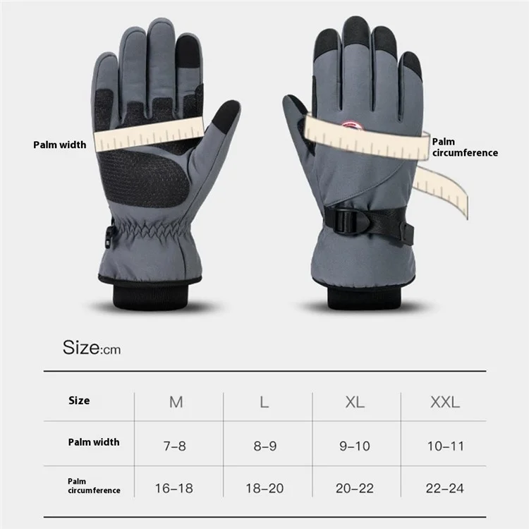 GOLOVEJOY DB69 Men Windproof Thermal Motorcycle Gloves Touch Screen Winter Riding Mittens - Grey / M