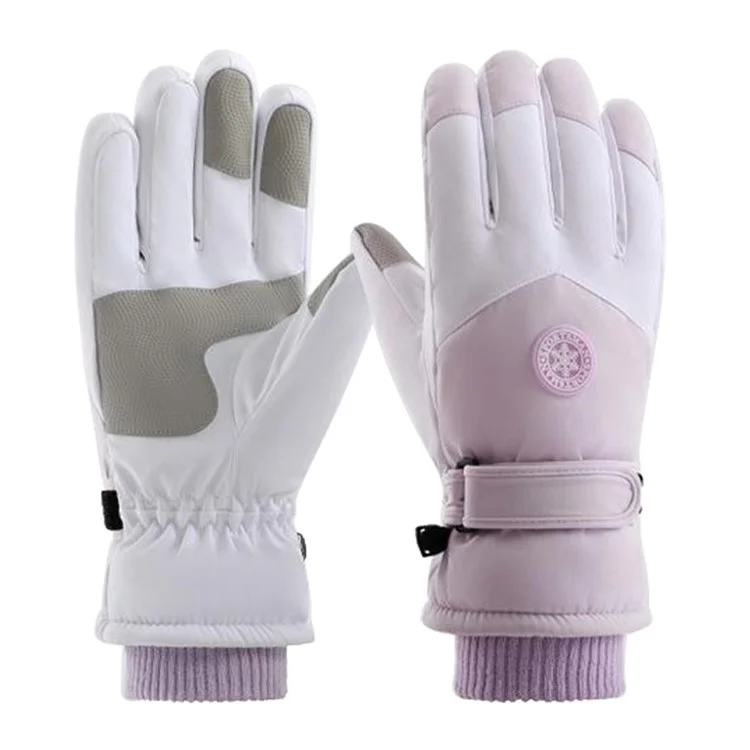 HX223 Winter Windproof Touch Screen Motorcycle Gloves for Men / Women Thermal Ski Mittens - Purple+White / Women